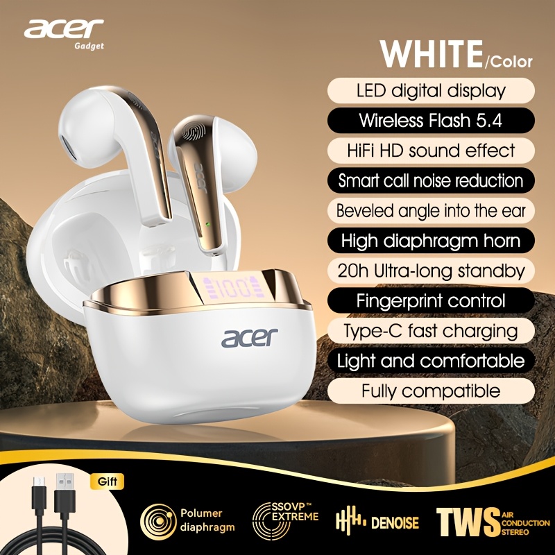 Безжични слушалки Acer – TWS стерео звук, шумопотискане, гейминг режим и дълъг живот на батерията - Image 3