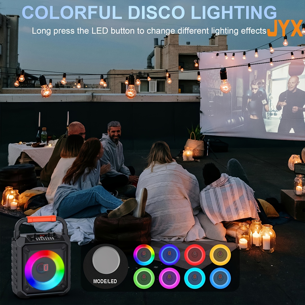 Домашна караоке машина JYX T17‑T – безжични микрофони, LED speaker, литиева батерия 18650, идеална за партита - Image 7
