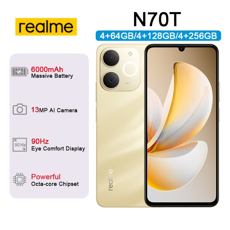 Realme Note 70T Отключен смартфон - 6.7" 90Hz дисплей, 6000mAh батерия, 4+64GB / 4+128GB / 4+256GB, 13MP AI камера, Android 15, 4G LTE - Image 5
