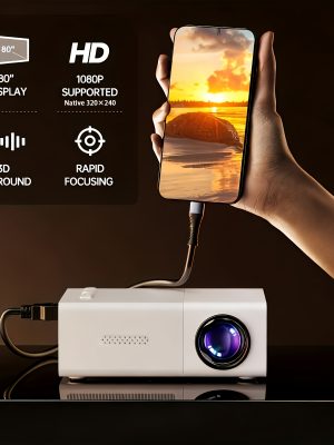 Мини преносим проектор – кабелно отразяване на екрана, съвместим с TV Stick, USB и Type‑C