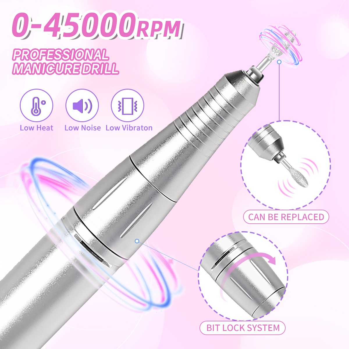 Професионална електрическа пила за нокти 45000 RPM – машинка за маникюр - Image 4
