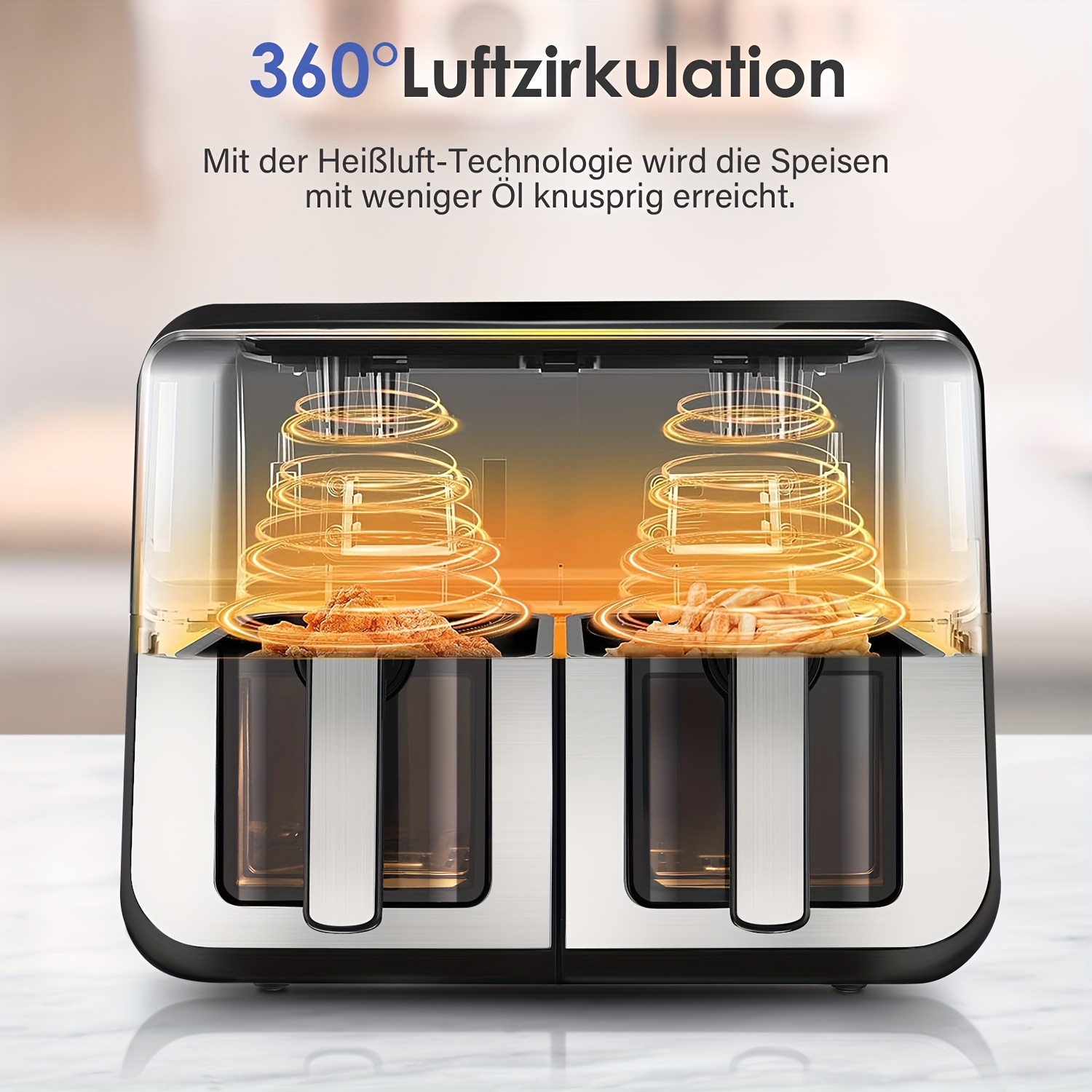 Air fryer 2x4.5L - двоен фритюрник с таймер и неръждаема стомана - Image 10
