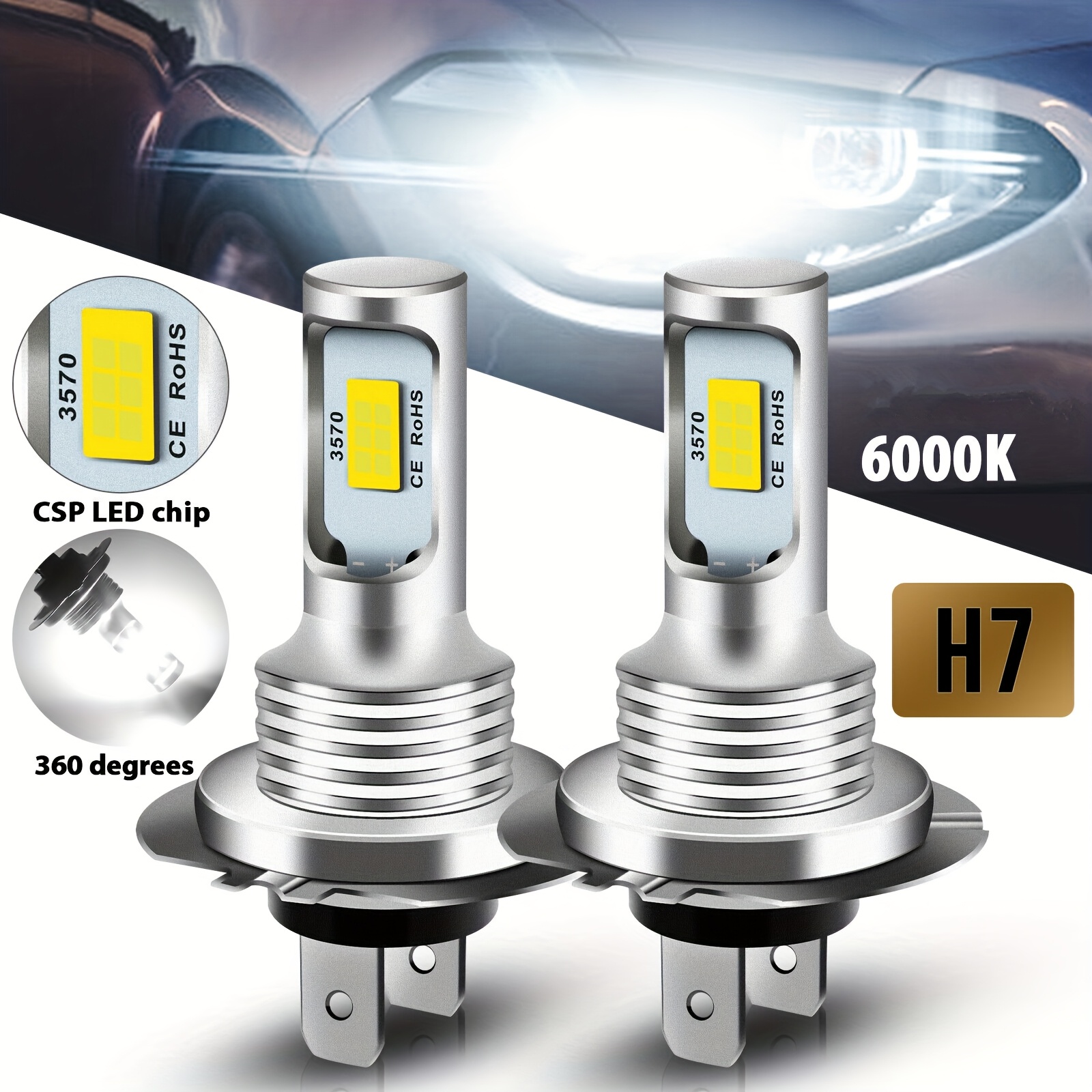 Автомобилни LED Фарове H7 – 2 Бройки, Мъгла, DRL, 12V, 6000K Светлина - Image 3