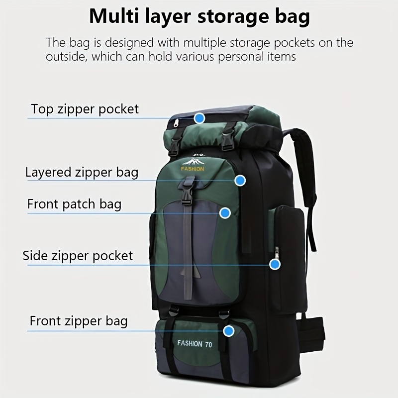 KINGANT 70L спортна раница – голяма раница за пътуване и туризъм - Image 3