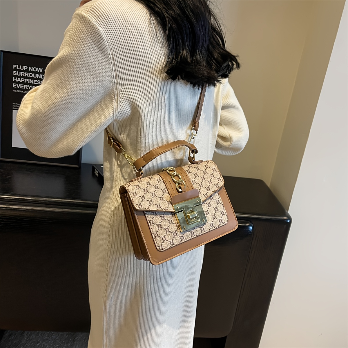 Малка дамска чанта LABOONOO – цветен блок дизайн тип тоут и crossbody - Image 3