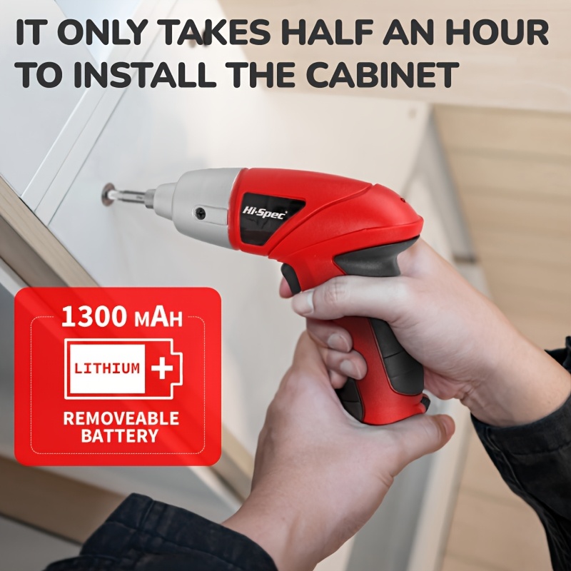 Hi-Spec Червен 3.6V Комплект Електрически Инструменти, Компактен Кутия с Инструменти, Инструменти за Домашен Ремонт, Многофункционален Електрически Комплект Инструменти за Домакинство, USB Зареждаща се Литиева Батерия, Ръчен Преносим Комплект Инструменти с Ниска Мощност за Различни Домашни Сценарии - Image 13