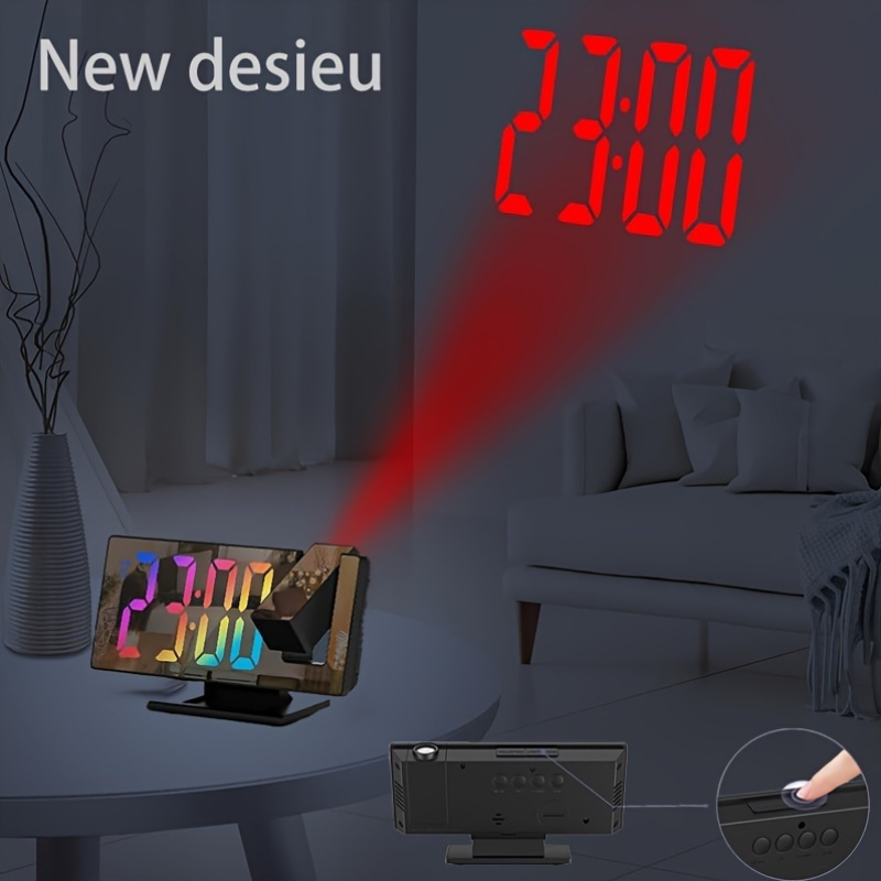 LED будилник с проекция на таван – USB часовник за спалня - Image 3