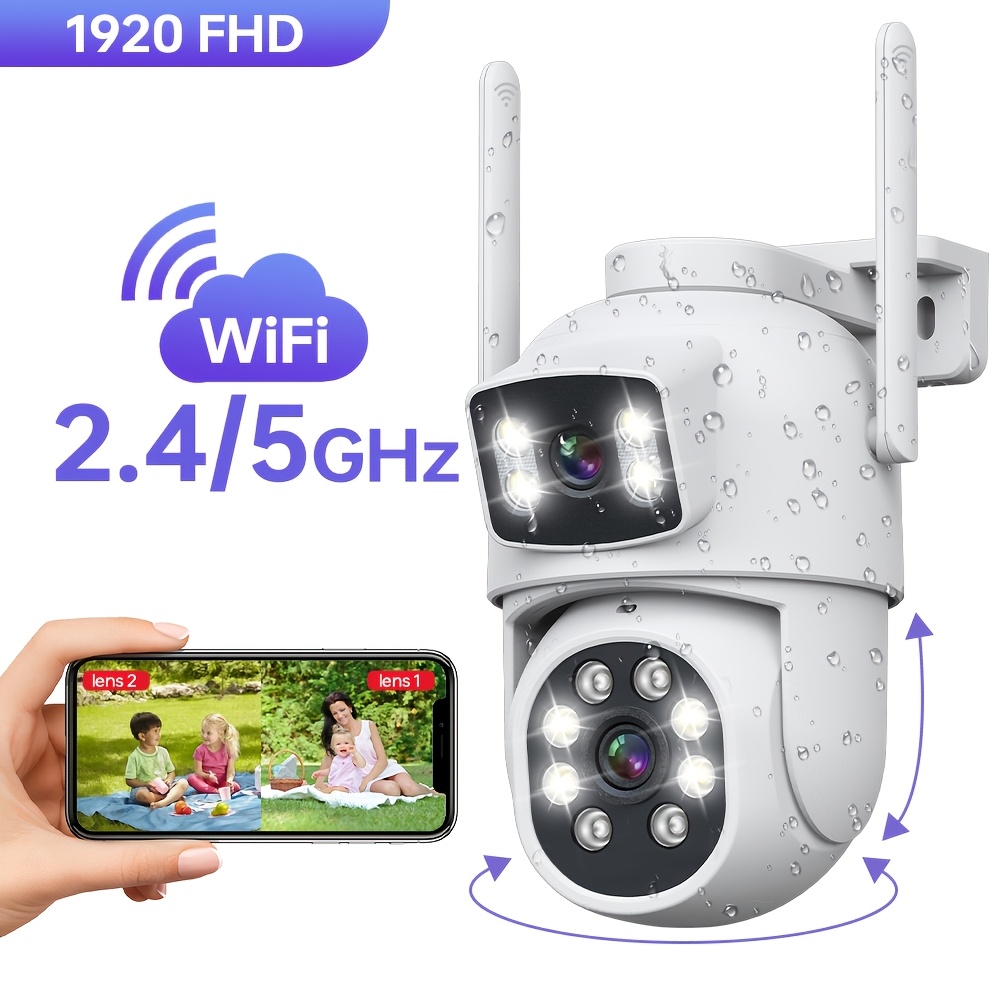 ZHXINSD Външна Камера за Сигурност - Двойна Леща, 1920P, 2.4G/5GHz WiFi, Панорамно 355° Покритие - Image 2