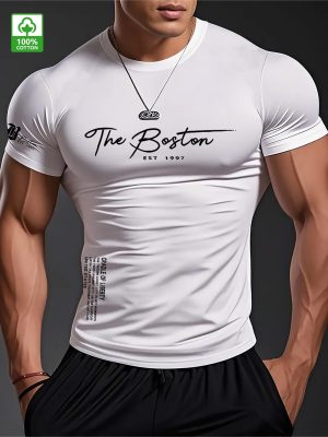 Мъжка slim fit тениска – кръгло деколте и минималистичен дизайн