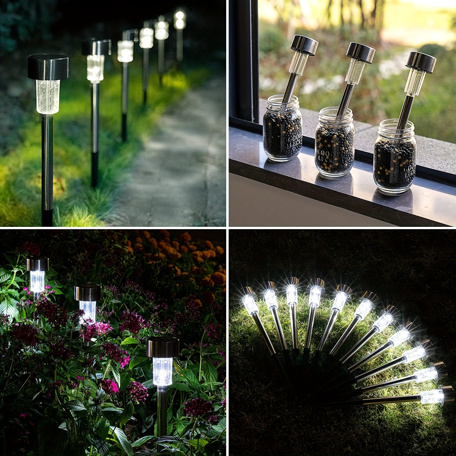 Соларни LED лампи 10 бр – градинско осветление за пътеки и двор - Image 4