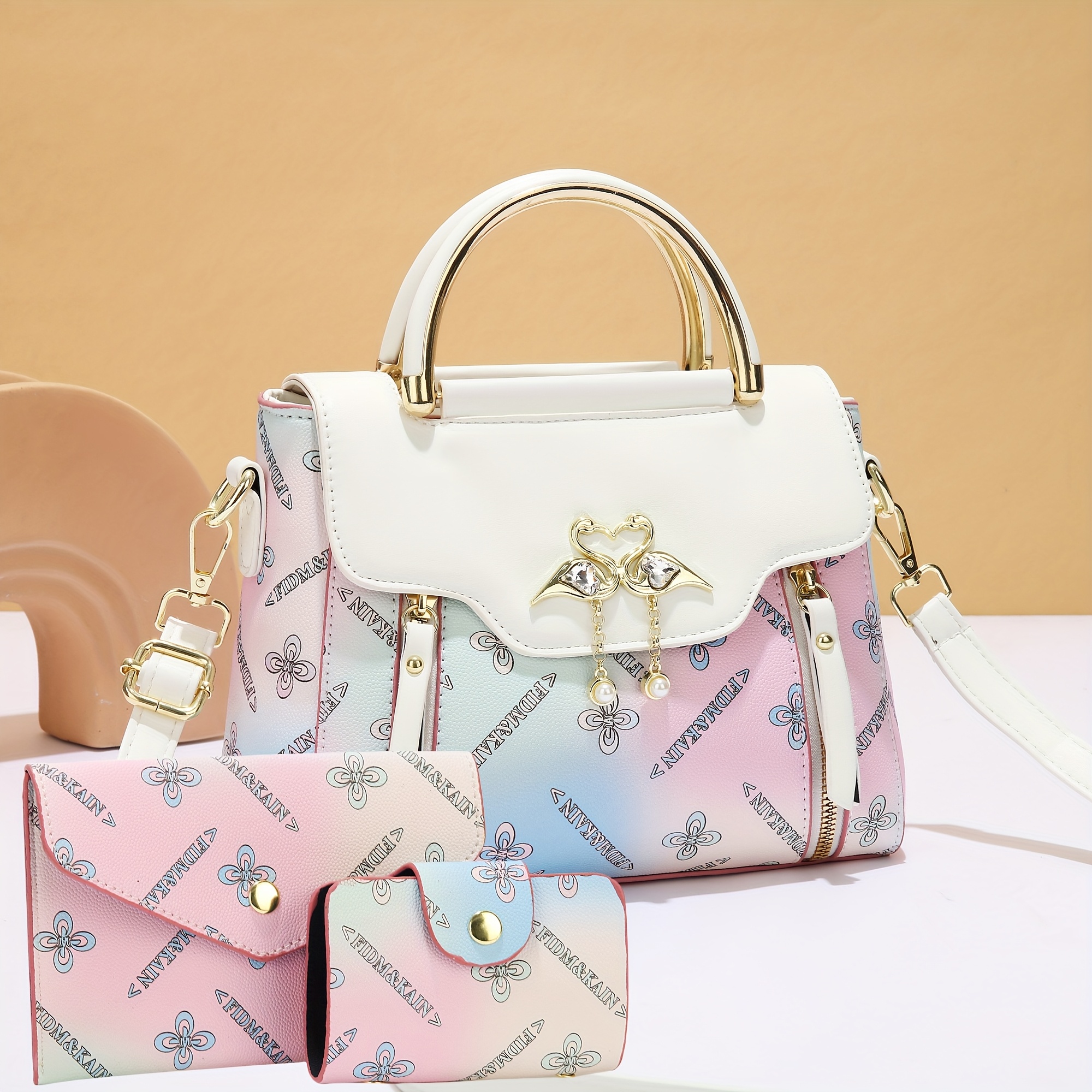 Комплект дамски чанти 3 части – раменна, ръчна и crossbody чанта - Image 32