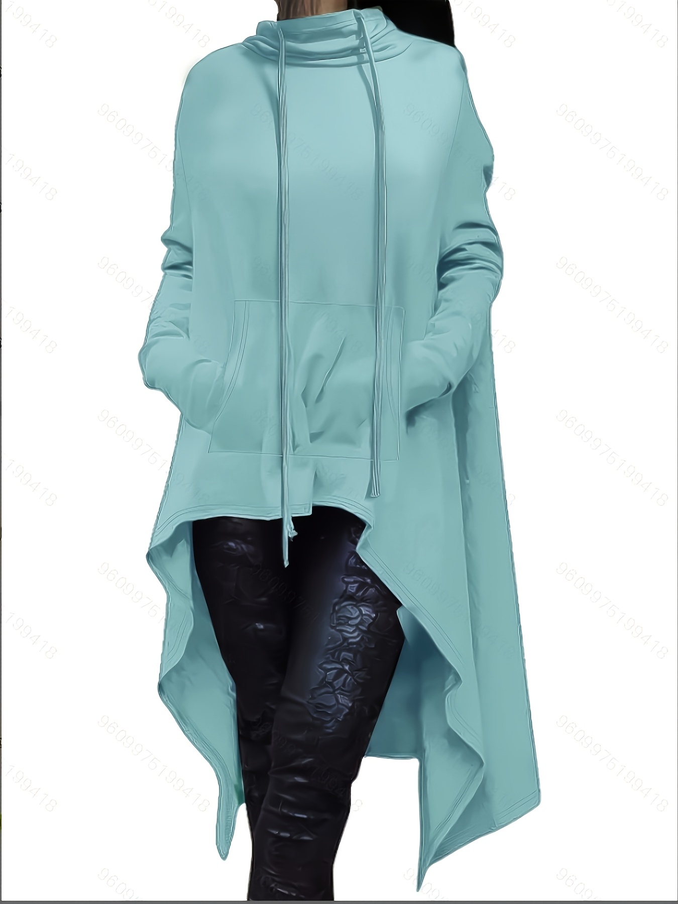 Oversize дамски суичър – топъл модел с дълъг ръкав и висока яка - Image 9