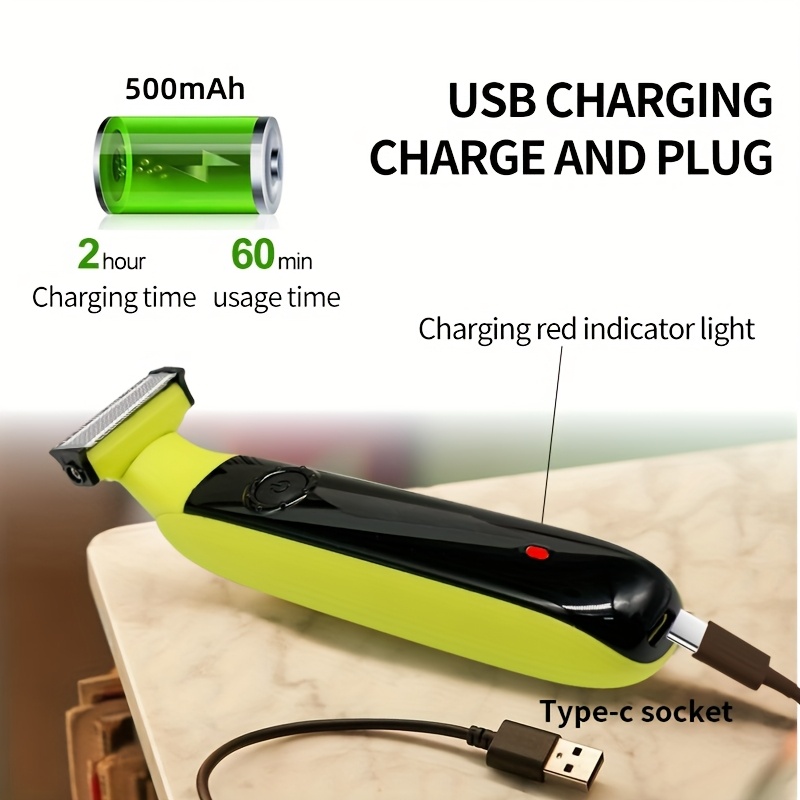 Мъжки електрически тример за интимни зони GZHJGOS - USB зареждане, 500 mAh батерия, бодигрумър за тяло - Image 9
