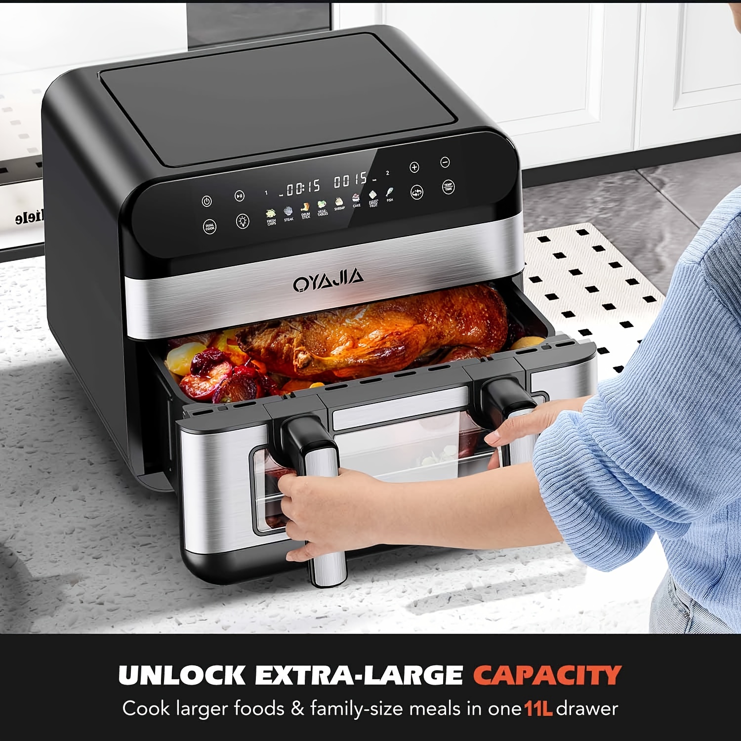 Air fryer 10/11L - фритюрник с двойни кошници и дигитален тъчскрийн - Image 7
