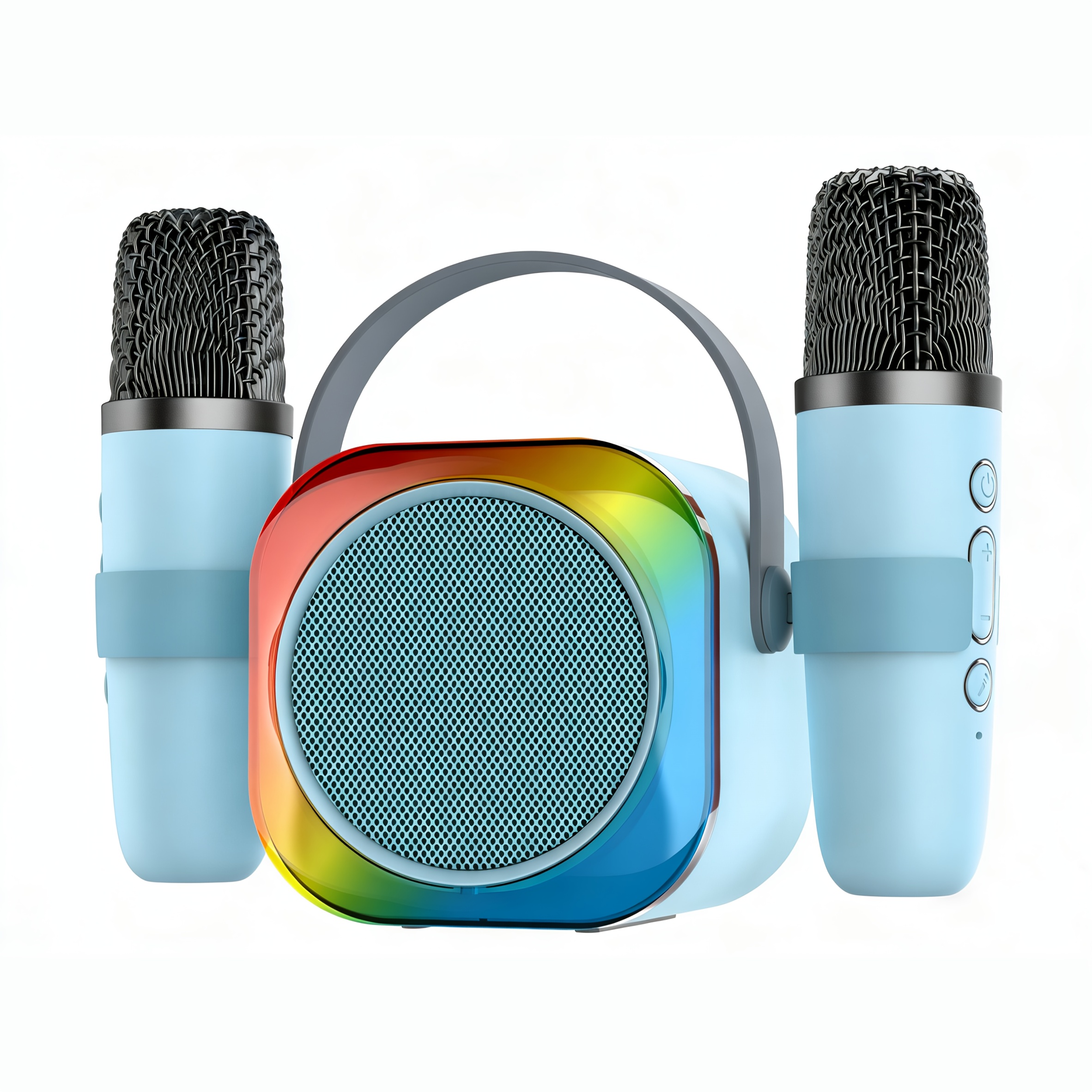 Караоке микрофон с двойни микрофони – 5 гласови ефекта, 6 LED светлини, USB Type‑C зареждане, 10W мощност - Image 5
