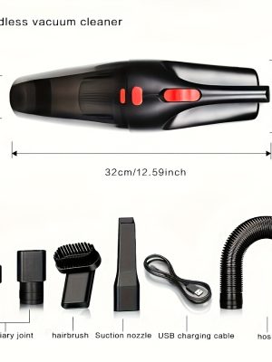Прахосмукачка за Дом и Автомобил – 5 Аксесоара, Мощно Засмукване, 2000mAh Батерия