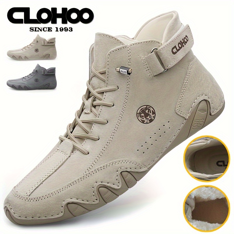 Мъжки Къси Боти CLOHOO – Еластично Закопчаване, Preppy Стил, Едноцветни, Всесезонни - Image 2
