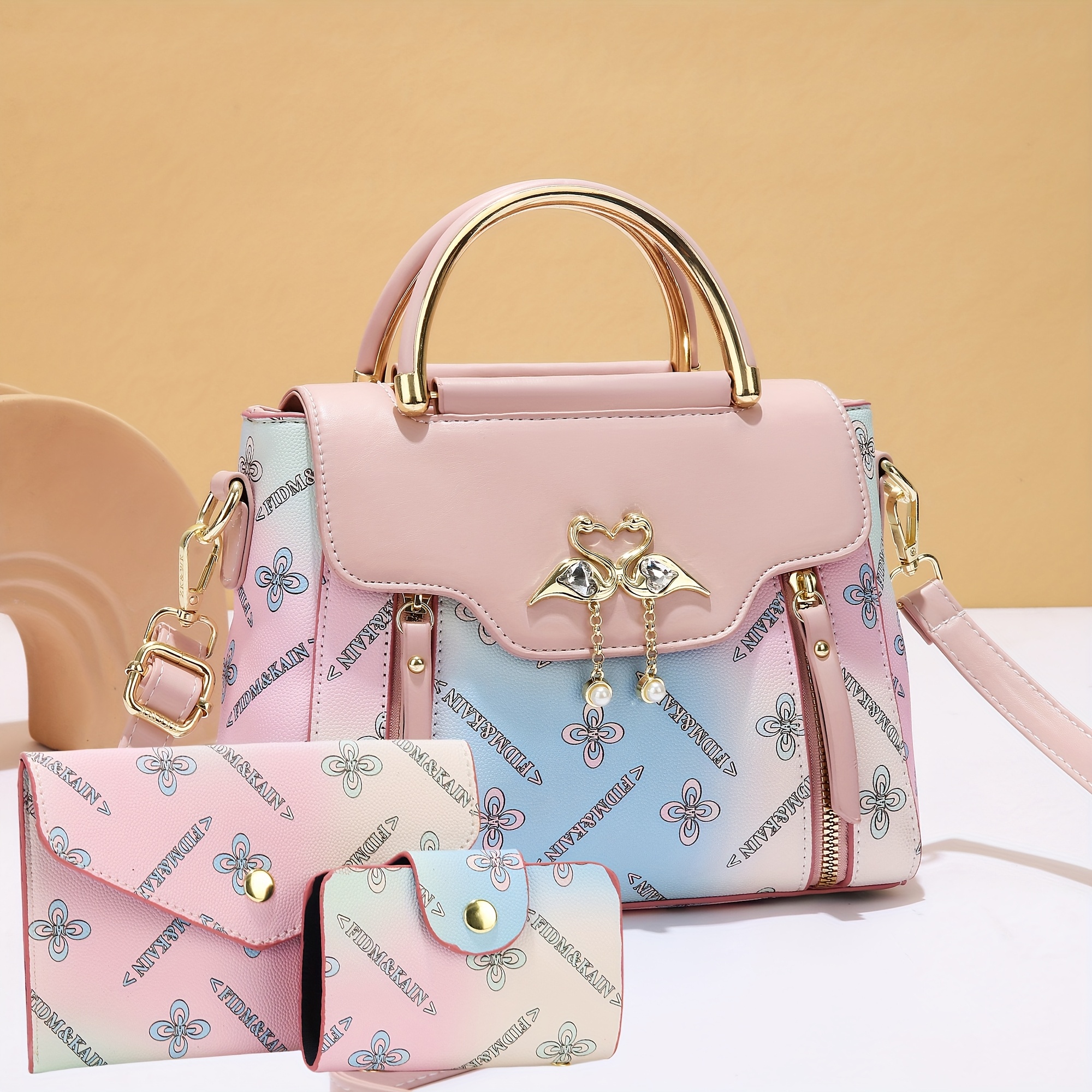 Комплект дамски чанти 3 части – раменна, ръчна и crossbody чанта - Image 34