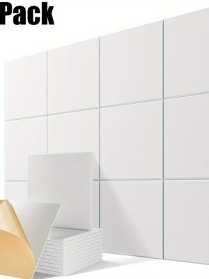 Акустични панели за стена – комплект 18 броя, самозалепващи, 30.48×30.48×1.02 cm, за дом и офис