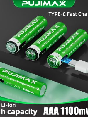 Литиево‑йонни AAA батерии PUJIMAX – 1100mWh, Type‑C зареждане, за мишки, дистанционни и LED