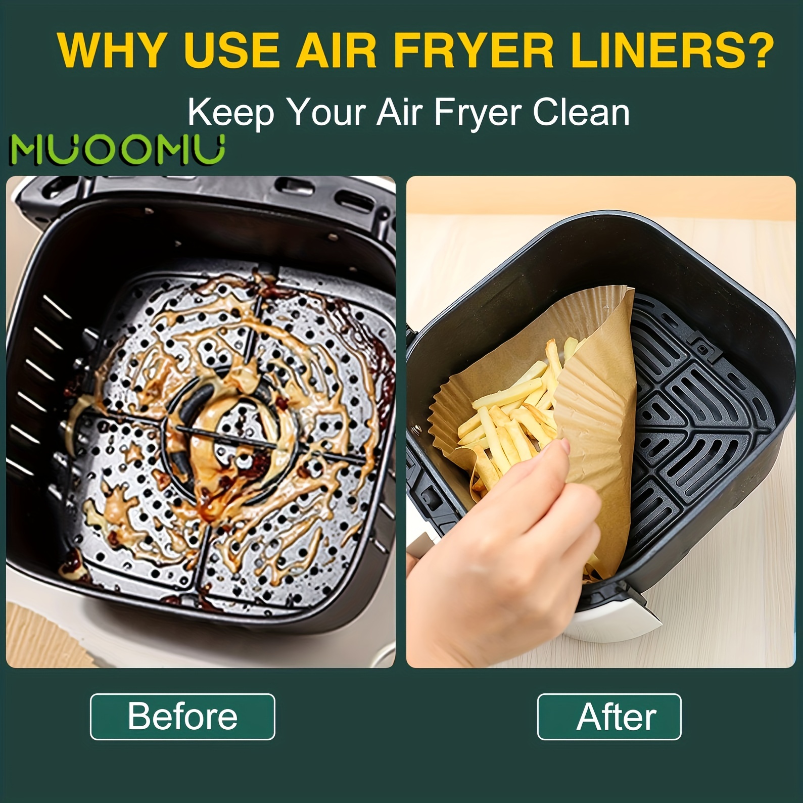 Хартия за air fryer 50-200 бр - квадратни подложки за еднократна употреба - Image 12
