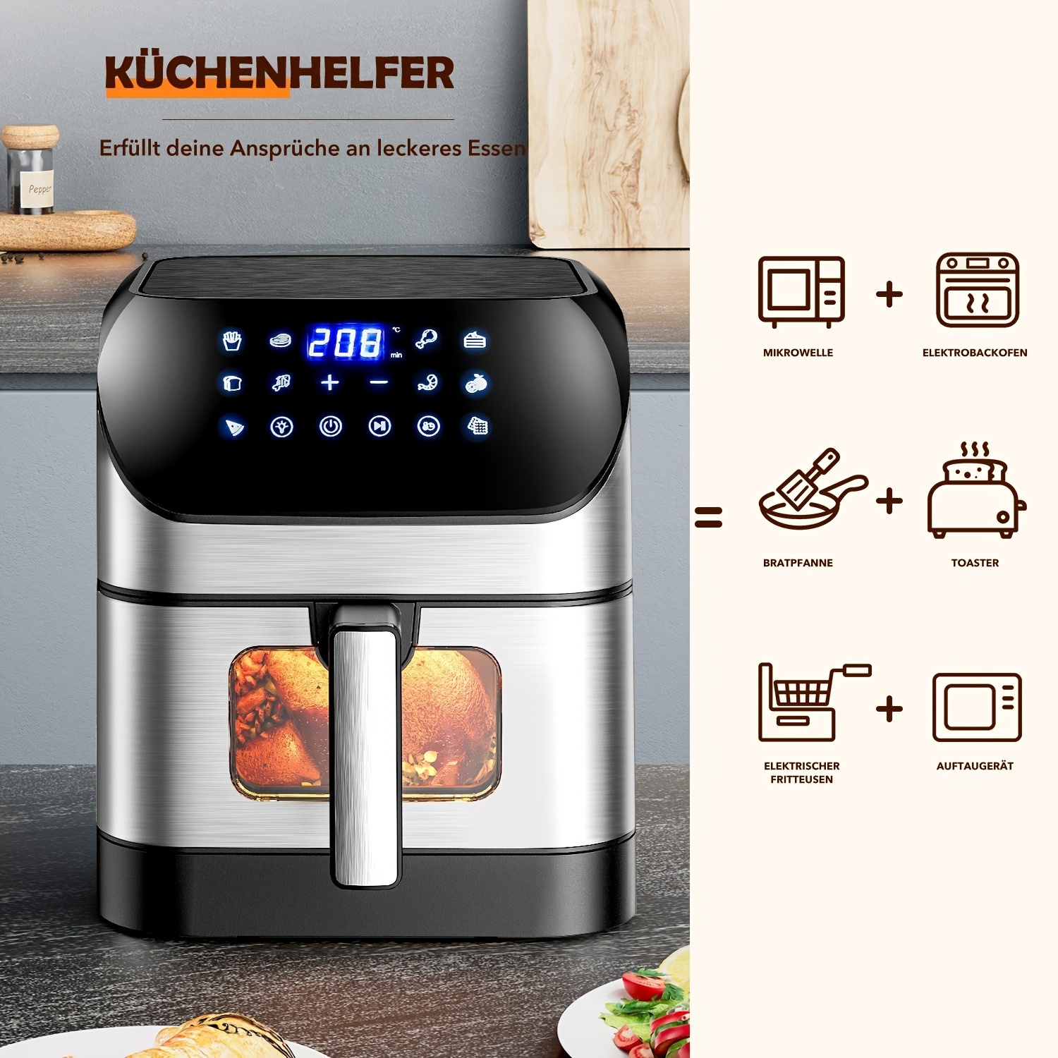Air Fryer 8.5L Kehot - Дигитален Въздушен Фритюрник 1500W от Неръждаема Стомана - Image 2
