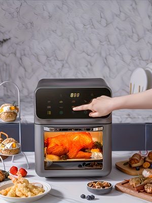 Смарт тъч фритюрник с голям капацитет и прозрачен прозорец, мултифункционален