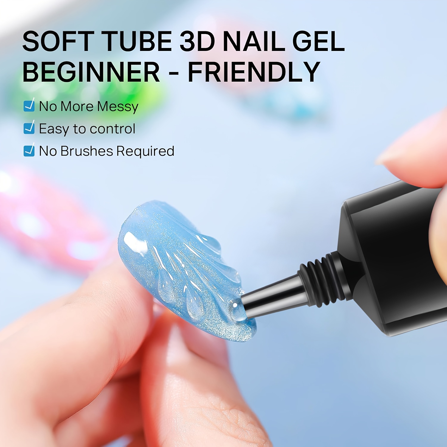 3D гел за нокти 15 мл – прозрачен гел за nail art декорации - Image 3