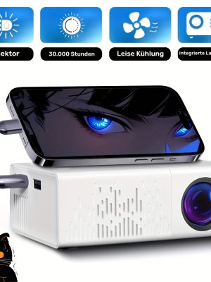 Преносим Мини Проектор 1080P – Вграден 720P, Съвместим с IOS, Android и Windows