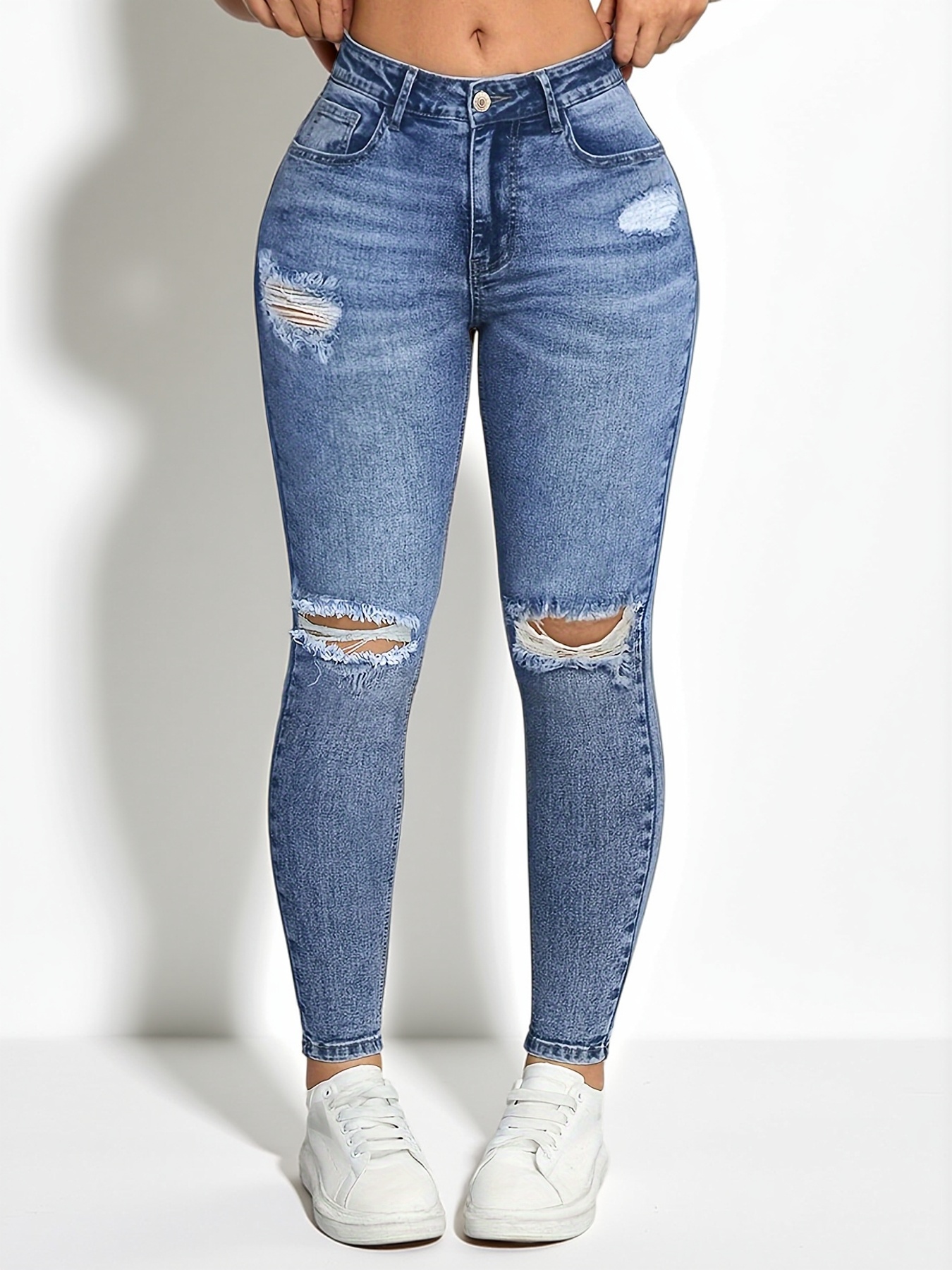 Еластични дамски дънки – slim fit дизайн с висока талия