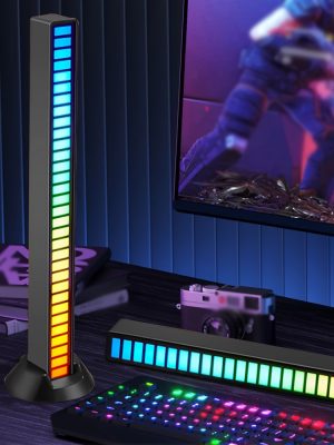 Комплект 2 RGB звук‑реактивни LED светлини HOTU – USB зареждане, идеални за гейминг и парти атмосфера