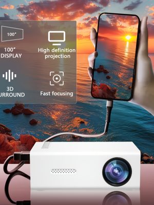 Мини преносим LED проектор – 240P резолюция, поддръжка на 1080P, USB захранване, компактен дизайн