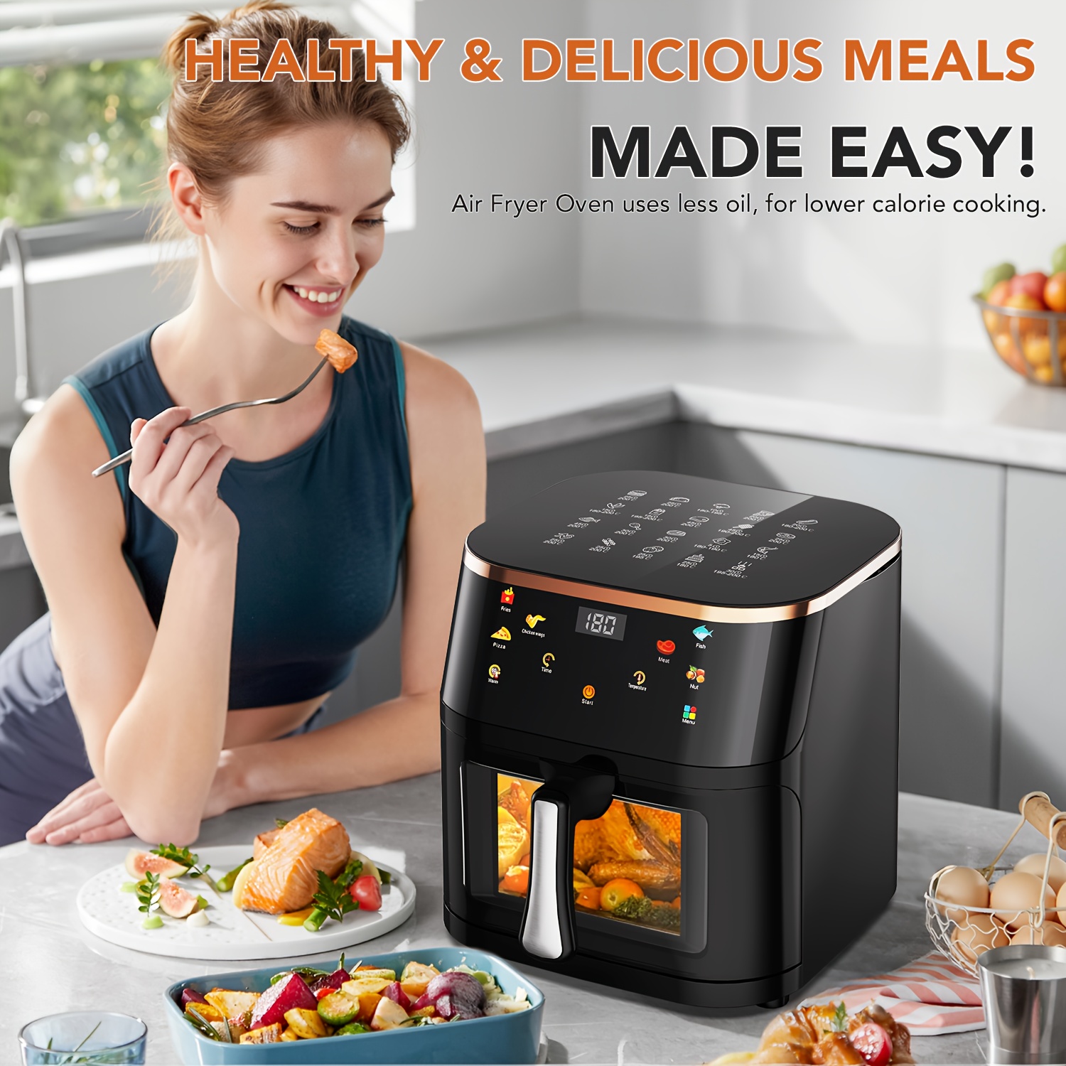 Фритюрник с горещ въздух 10.5 литра 1800W – енергоспестяваща air fryer - Image 4
