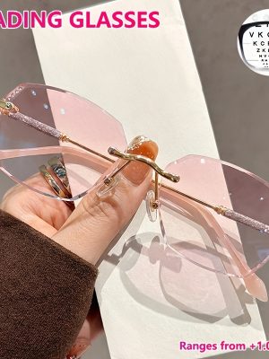 Елегантни безрамкови очила за четене – Шестоъгълен дизайн, +1.0 до +3.0