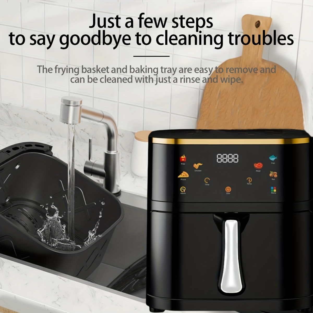 Air fryer FEIZSMILE 8L 1400W - дигитален фритюрник 6 в 1 от неръждаема стомана - Image 7