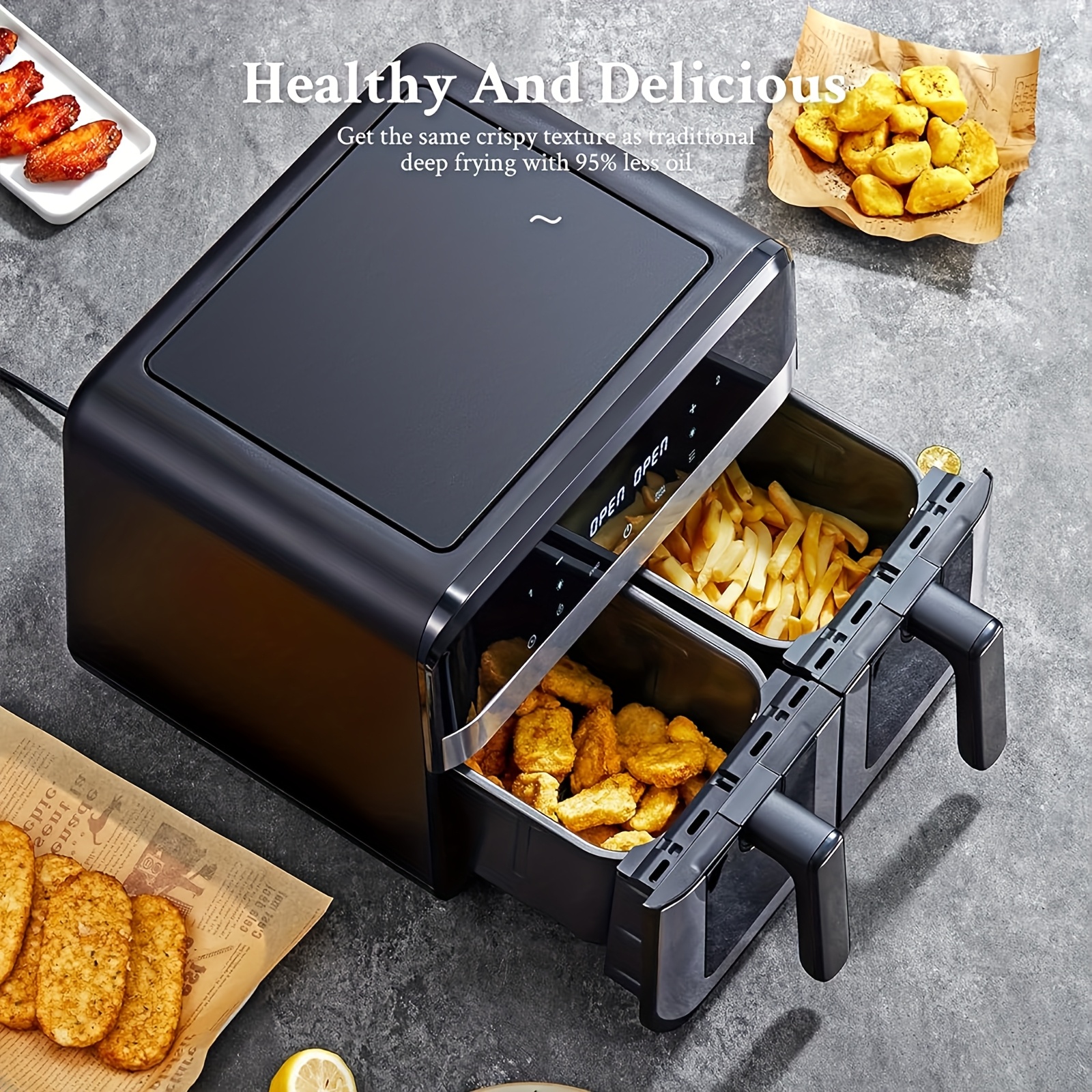 Двоен Air Fryer 9L – въздушен фритюрник с 2 зони - Image 5