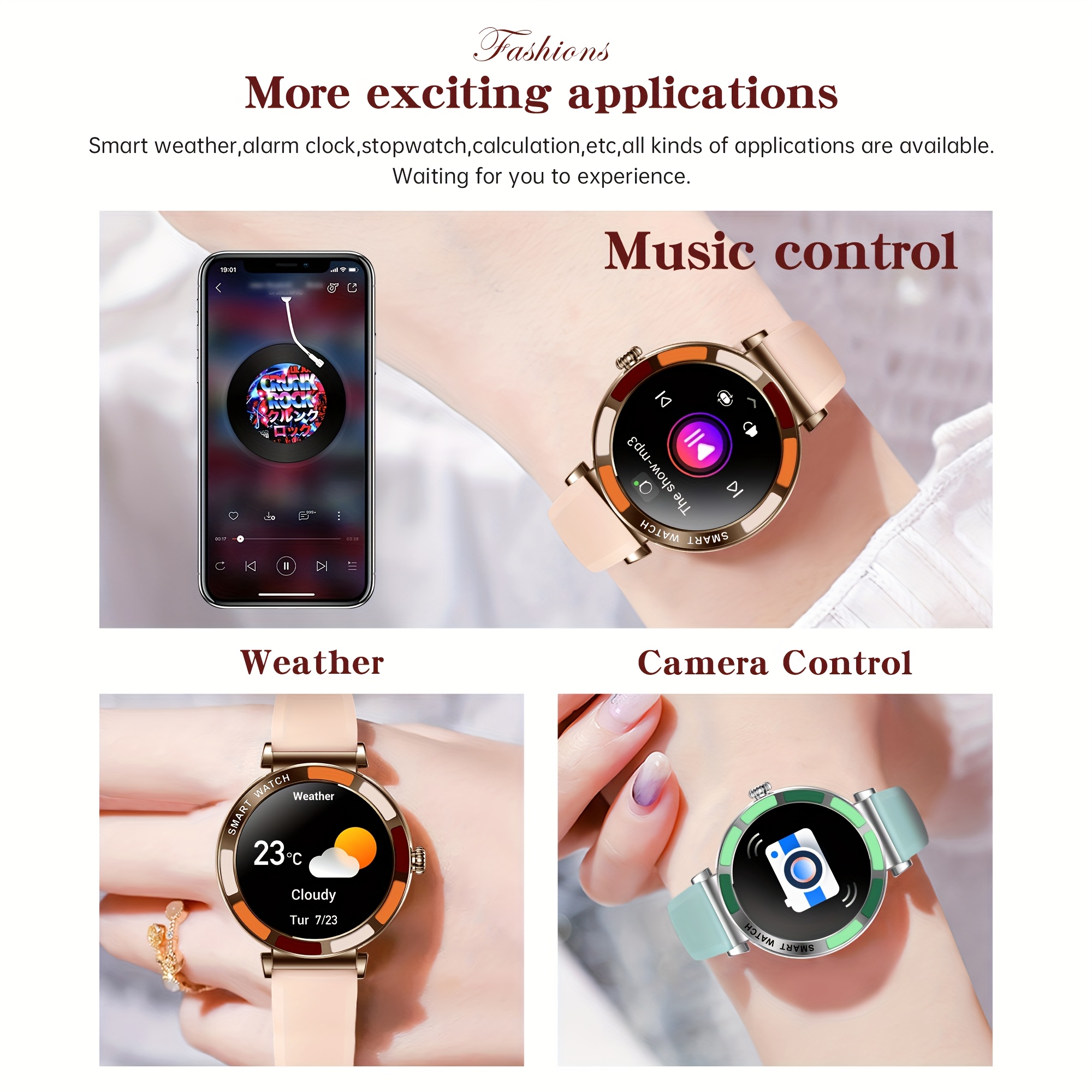Дамски смарт часовник TiZOOP - 3.23 см тъчскрийн, Bluetooth разговори, IP67 водоустойчив, спортни режими, съвместим с Android и iPhone - Image 9