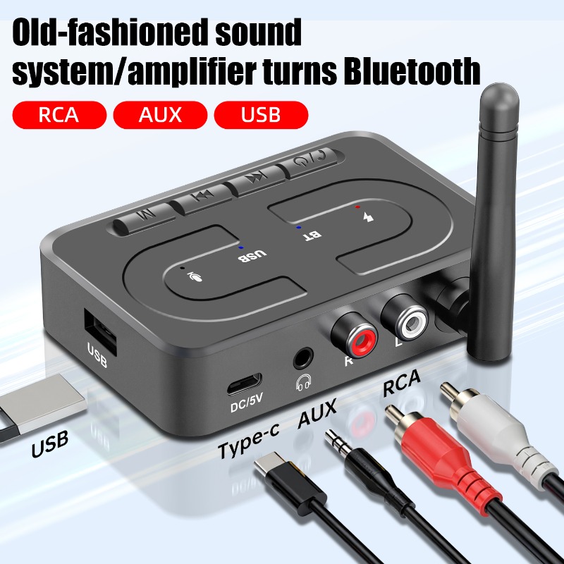 Bluetooth 6.0 Приемник USB – Цифрово към Аналогово Аудио с AUX 3.5mm - Image 8