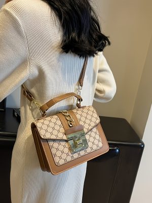 Малка дамска чанта LABOONOO – цветен блок дизайн тип тоут и crossbody