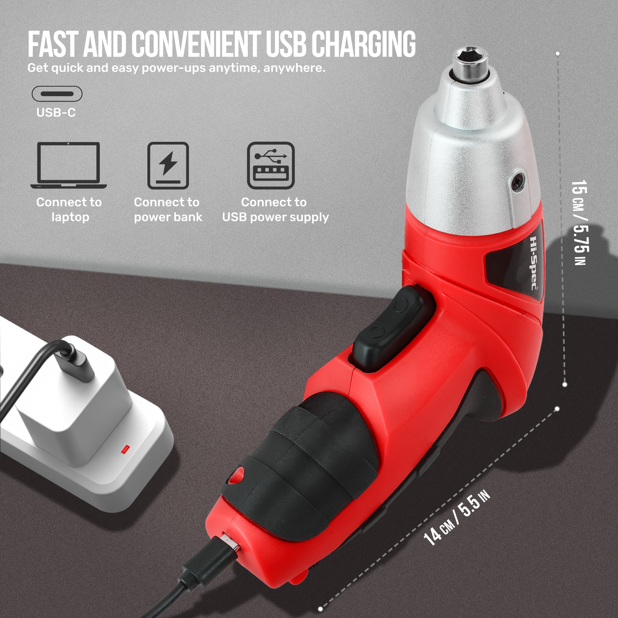 Hi-Spec Червен 3.6V Комплект Електрически Инструменти, Компактен Кутия с Инструменти, Инструменти за Домашен Ремонт, Многофункционален Електрически Комплект Инструменти за Домакинство, USB Зареждаща се Литиева Батерия, Ръчен Преносим Комплект Инструменти с Ниска Мощност за Различни Домашни Сценарии - Image 8