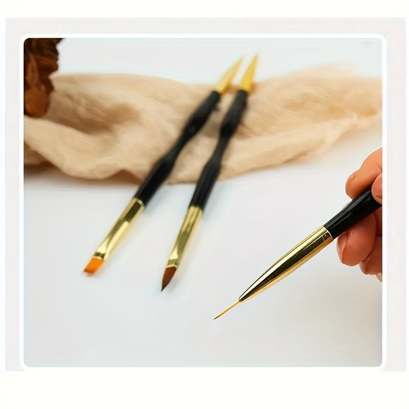 Комплект четки за nail art 3 бр – двойни четки за рисуване на нокти - Image 4