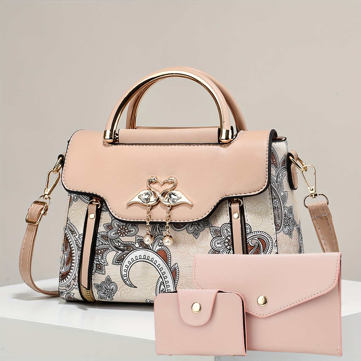 Комплект дамски чанти 3 части – раменна, ръчна и crossbody чанта - Image 23