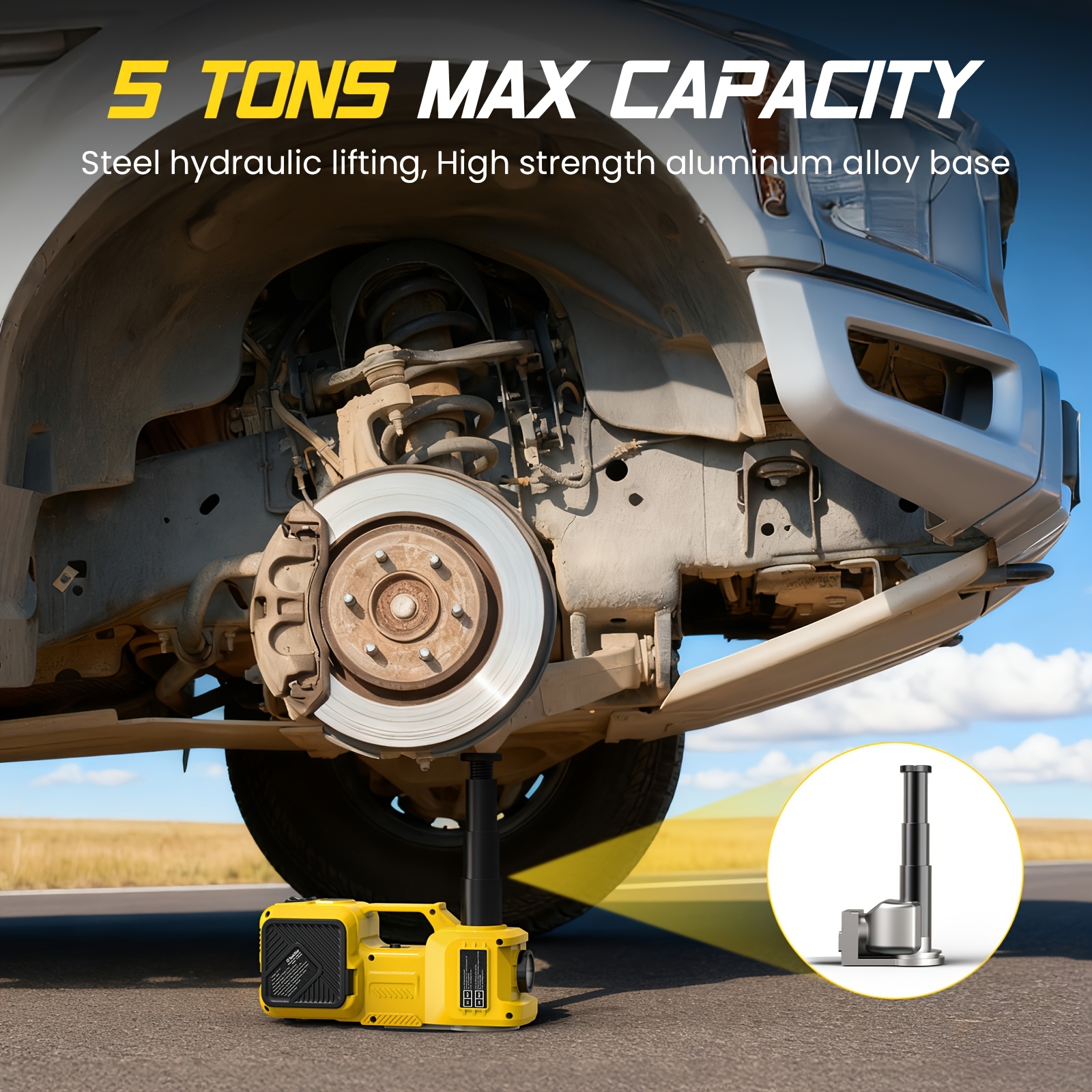 Автомобилен крик 5Т 12V – Преносим комплект за смяна на гуми с компресор - Image 7