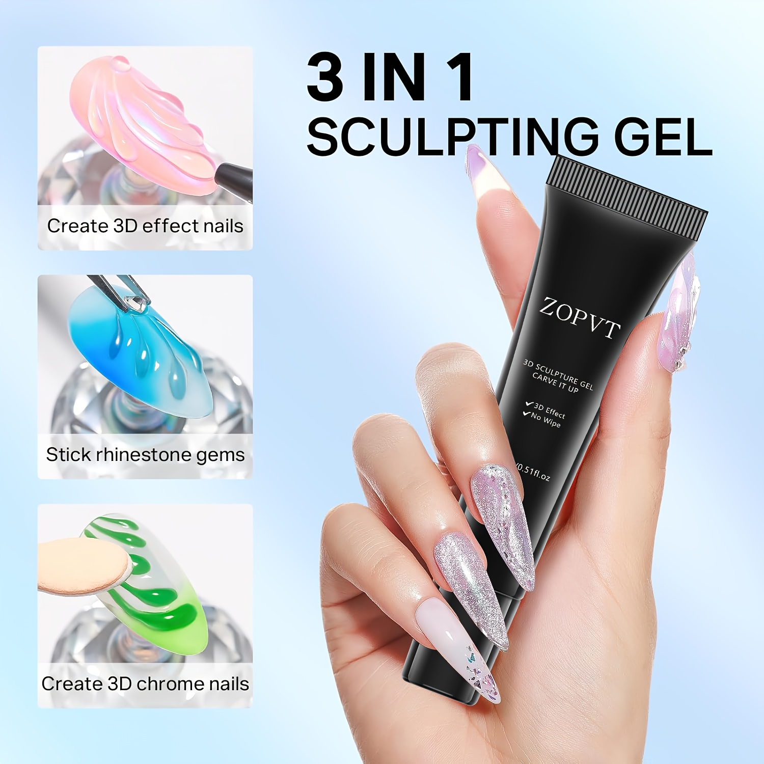 3D гел за нокти 15 мл – прозрачен гел за nail art декорации - Image 2
