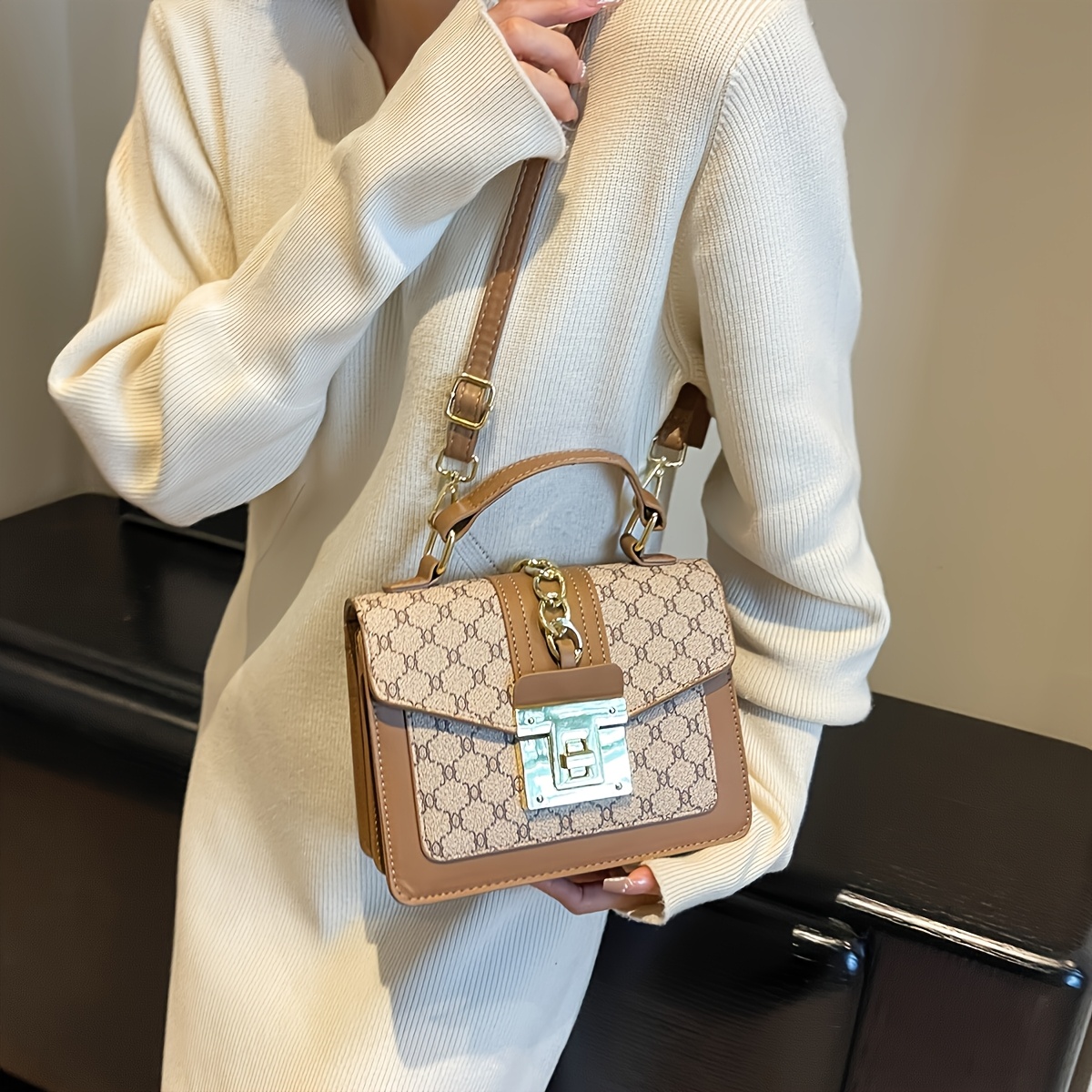 Малка дамска чанта LABOONOO – цветен блок дизайн тип тоут и crossbody - Image 10