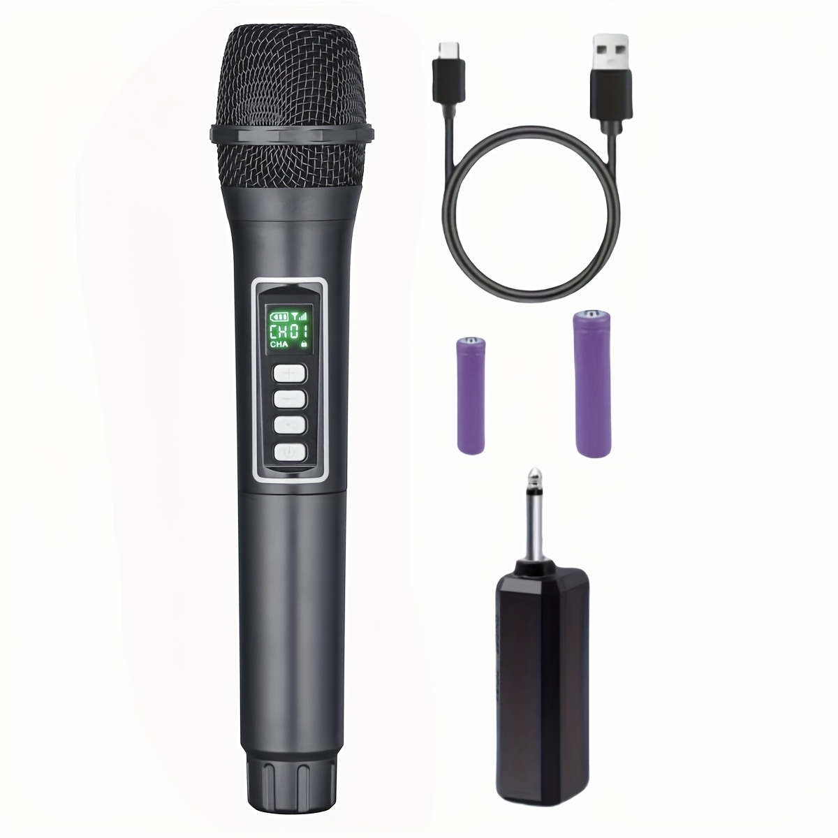Черeн 2.4GHz безжичен микрофон – USB Type‑C зареждане, литиева батерия 18650, 6.35 мм жак - Image 6