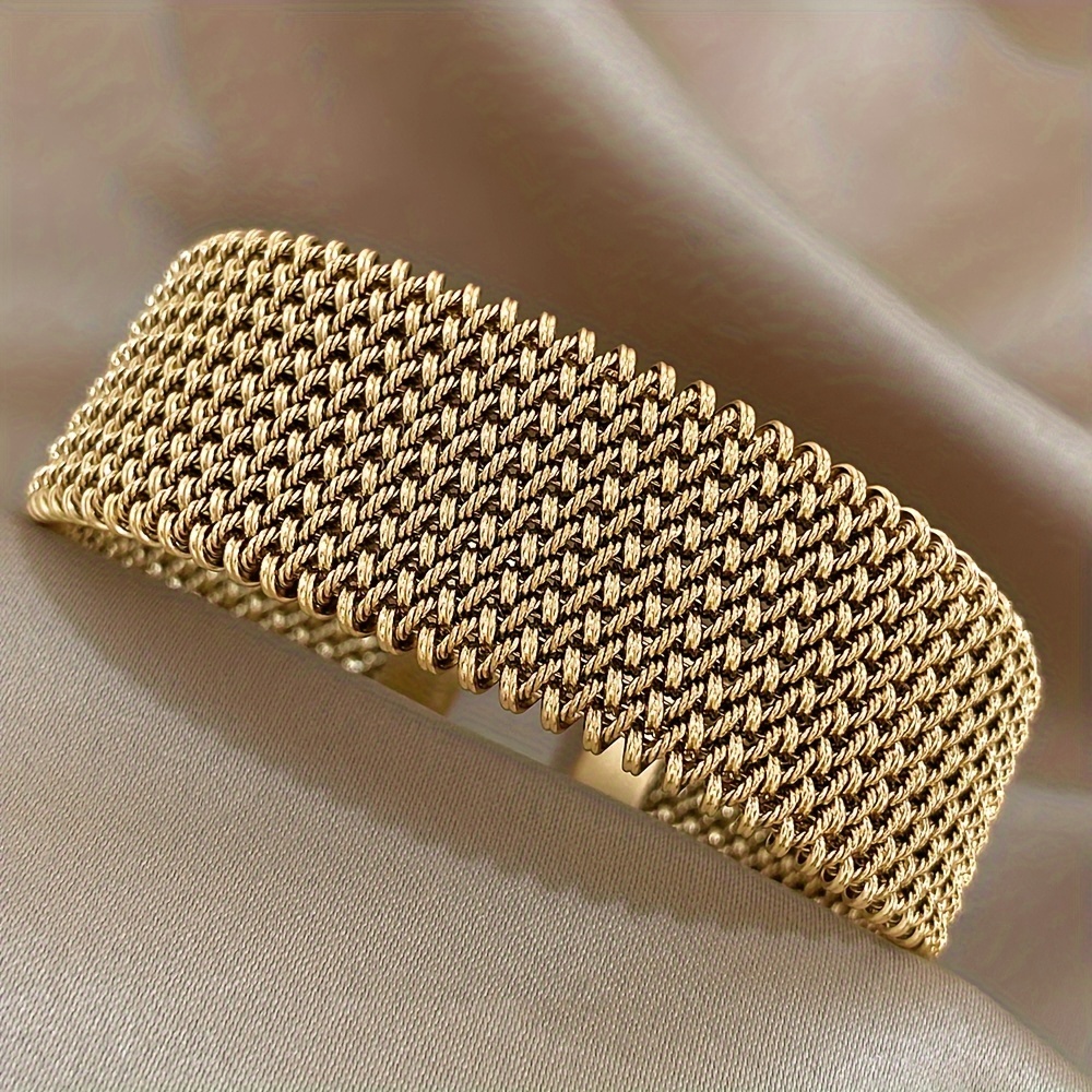 Дамска гривна от неръждаема стомана – 18K позлатена тъкана гривна HOTOO - Image 7