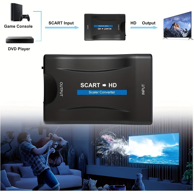 SCART към HDTV конвертор 1080P – висококачествен аудио/видео адаптер за Sky Box и DVD