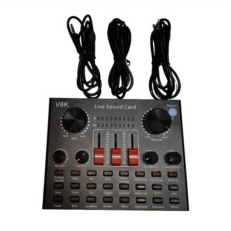 Live Sound Card V8K – професионален мобилен аудио интерфейс с USB зареждане и 18650 батерия - Image 7