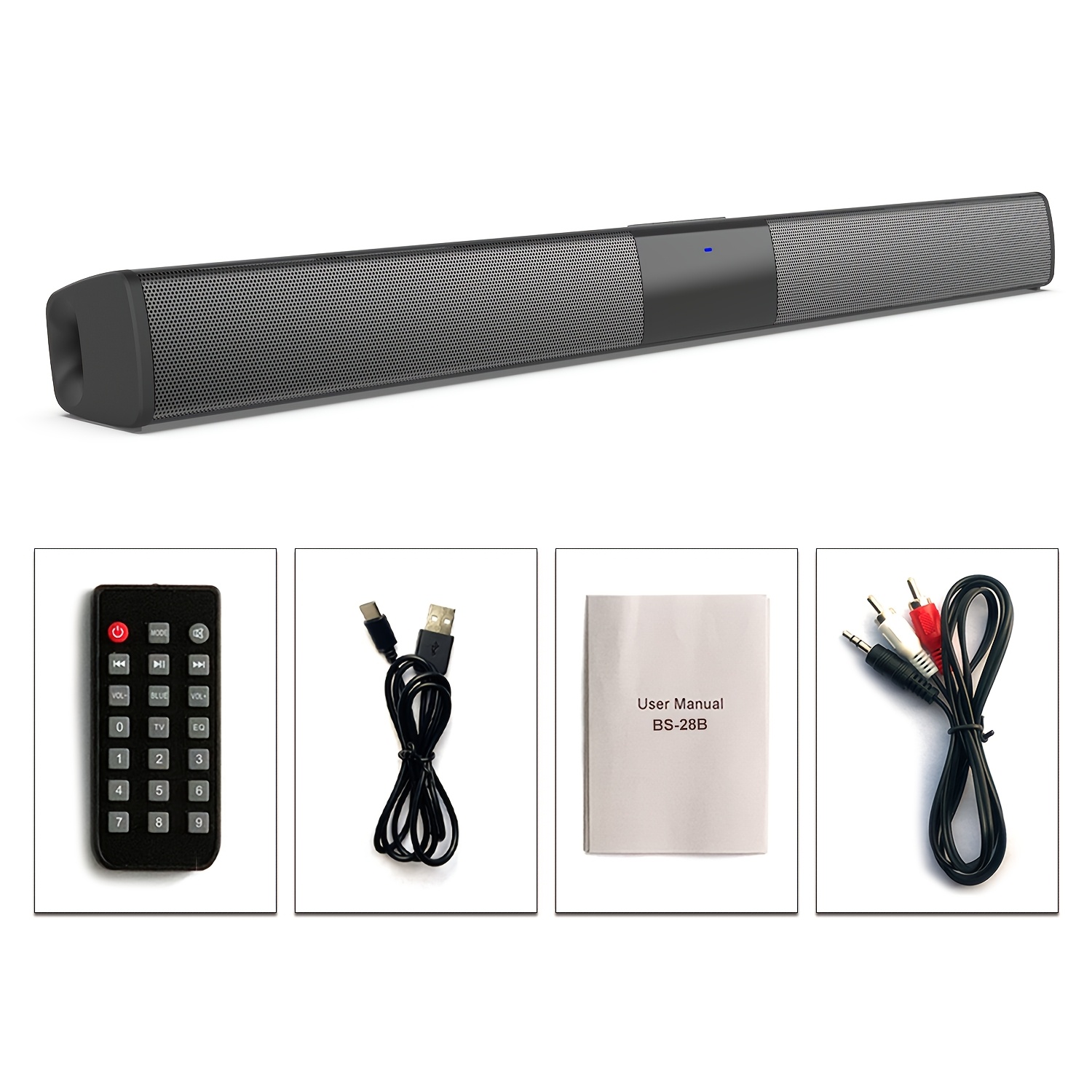 Безжичен съраунд говорител със субуфер – 20W мощност, AUX/TF/FM, за телевизор и домашно кино - Image 3